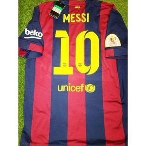 Messi Barcelona 2014 2015 TREBLE SEASON Soccer Jersey BNWT XL